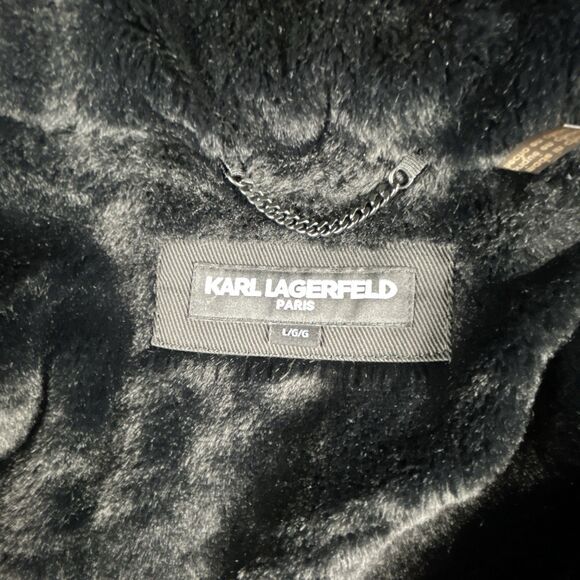 Karl Lagerfeld Paris Down Parka Mens Sz L Black Faux Fur Lined NWOT MSRP $695 - Picture 9 of 15